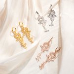 Boucles d'Oreilles Personnaliées avec Nom Style de Tournesol Bijoux Minimalistes Cadeau Anniversaire pour Femmes Filles