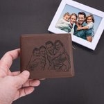 Personalised Men's Foldable Leather Wallet with Engraved Text Photo Father's Day Anniversary Birthday Gift for Him