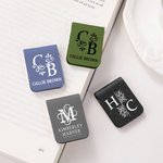 Personlig blomstermonogram med initialnavn Magnetisk bokmerkeklips i lær Lesing Papirvarer Bursdagsgave til bokelskere