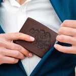 Personalised Men's Foldable Leather Wallet with Engraved Text Photo Father's Day Anniversary Birthday Gift for Him