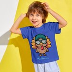 Tacchino personalizzato che indossa gli occhiali da sole Baby Bodysuit Bambino T-shirt Felpa con nome Regalo del Ringraziamento per bambini Ragazze Ba