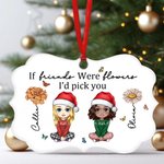 Personaje de dibujos animados personalizado Nacimiento Flor de Navidad Adorno de cerámica con nombre y cinta de Navidad Decoración del hogar Regalo para amigos