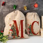 Personalisierte Cartoon-Charakter Weihnachten Drawstring Geschenk Tasche mit Initiale und Name Weihnachtsgeschenk für Familie Kinder