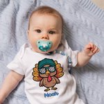 Tacchino personalizzato che indossa gli occhiali da sole Baby Bodysuit Bambino T-shirt Felpa con nome Regalo del Ringraziamento per bambini Ragazze Ba