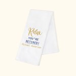 Torchon en Coton 100 % Personnalisé avec Nom Décoration de Cuisine Cadeau de Retraite pour la Famille