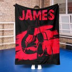 Personalized Multicolour Boxing Gloves Soft Throw Blanket with Name Home Decor Birthday Gift for Boxing Enthusiast