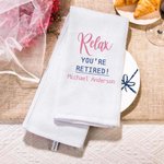 Torchon en Coton 100 % Personnalisé avec Nom Décoration de Cuisine Cadeau de Retraite pour la Famille