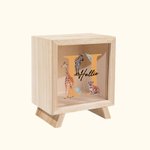 Personalised Cute Giraffe Zebra Tiger Wood Clear Money Box Piggy Bank with Name and Initial Children's Day Birthday Gift for Kids