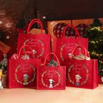 Personalisierte Cartoon-Charakter Kranz Sonderlieferung rote Jutetasche Tote Bag mit Namen Weihnachten Party Favor Geschenk für Familie Freunde