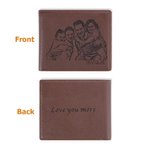 Personalised Men's Foldable Leather Wallet with Engraved Text Photo Father's Day Anniversary Birthday Gift for Him