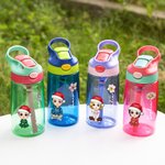 Personalizado lindo personaje de dibujos animados 16 oz botella de agua con la flor de nacimiento y el nombre de Cumpleaños de regalo para los niños