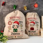 Personalisierte North Pole Special Overnight Service Cartoon Drawstring Santa Sack Weihnachten Geschenk Tasche mit Namen Urlaub Party Favors für Kinder Familie