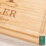 Personalised FSC Bamboo Engraved Initial Charcuterie Chopping Board with Name Text Juice Groove Wedding Housewarming Gift for Family