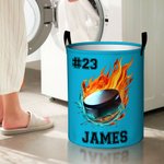 Personalised Flame Ball Design Waterproof Storage Basket with Handle Number Name Birthday Housewarming Gift for Family Ball Sports Lover