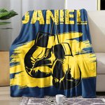 Personalized Multicolour Boxing Gloves Soft Throw Blanket with Name Home Decor Birthday Gift for Boxing Enthusiast