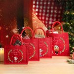 Personalisierte Cartoon-Charakter Kranz Sonderlieferung rote Jutetasche Tote Bag mit Namen Weihnachten Party Favor Geschenk für Familie Freunde