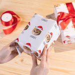 Personalized Elf Reindeer Santa Hat Cat Dog Face Photo Christmas Gift Wrapping Paper with Name Holiday Party Decor Favors for Pet Owners