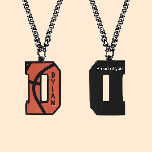 Personalised Basketball Necklace with Engraved Name Number Birthday Match Day Gift for Basketball Players Sport Lovers