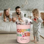 Spersonalizowany kosz na pranie z rączką w kształcie postaci z kreskówki Cousin Crew Duży kosz na pranie z rączką w pokoju dziecięcym Prezent na parapetówkę dla chłopców i dziewczynek
