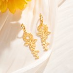 Boucles d'Oreilles Personnaliées avec Nom Style de Tournesol Bijoux Minimalistes Cadeau Anniversaire pour Femmes Filles