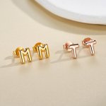 Personaliserte Mini 3D Bubble Initial Letter Stud Øredobber Minimalistiske smykker Bursdag Jubileum Gave til kvinner Jenter