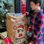Personalisierte North Pole Special Overnight Service Cartoon Drawstring Santa Sack Weihnachten Geschenk Tasche mit Namen Urlaub Party Favors für Kinder Familie