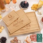 Personalised FSC Bamboo Engraved Initial Charcuterie Chopping Board with Name Text Juice Groove Wedding Housewarming Gift for Family