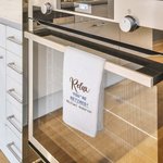 Torchon en Coton 100 % Personnalisé avec Nom Décoration de Cuisine Cadeau de Retraite pour la Famille
