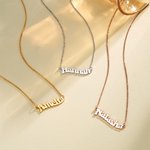 Personligt minimalistiskt trendigt vågigt namnhalsband Födelsedags- och jubileumsgåva för kvinnor