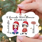 Personaje de dibujos animados personalizado Nacimiento Flor de Navidad Adorno de cerámica con nombre y cinta de Navidad Decoración del hogar Regalo para amigos