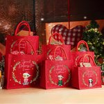 Personalisierte Cartoon-Charakter Kranz Sonderlieferung rote Jutetasche Tote Bag mit Namen Weihnachten Party Favor Geschenk für Familie Freunde