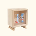 Personalised Cute Whale Sea Turtle Pufferfish Ocean Theme Clear Wooden Money Box Piggy Bank with Initial and Name Birthday Gift for Boys Girls
