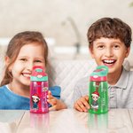 Personalizado lindo personaje de dibujos animados 16 oz botella de agua con la flor de nacimiento y el nombre de Cumpleaños de regalo para los niños