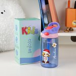 Personalizado lindo personaje de dibujos animados 16 oz botella de agua con la flor de nacimiento y el nombre de Cumpleaños de regalo para los niños