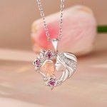 Personalisierte Herz Rose Zwei-Ton Mutter Sohn Halskette mit Geburtssteinen Geburtstag Muttertag Geschenk für Frauen