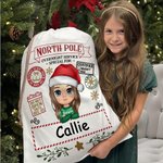 Personalisierte North Pole Special Overnight Service Cartoon Drawstring Santa Sack Weihnachten Geschenk Tasche mit Namen Urlaub Party Favors für Kinder Familie