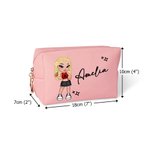 Personalisierte Y2K-Stil Cartoon Mädchen PU-Leder Kosmetiktasche mit Namen Geburtstag Brautparty Hochzeit Geschenk für Damen Mädchen