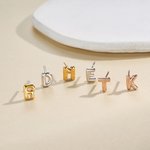 Personaliserte Mini 3D Bubble Initial Letter Stud Øredobber Minimalistiske smykker Bursdag Jubileum Gave til kvinner Jenter