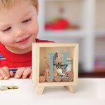 Personalised Cute Giraffe Zebra Tiger Wood Clear Money Box Piggy Bank with Name and Initial Children's Day Birthday Gift for Kids