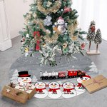 Jupe de Sapin Personnalisée avec Bonhommes de Neige et Noms Décoration de Maison Cadeau de Noël pour Famille