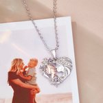Personalisierte Herz Rose Zwei-Ton Mutter Sohn Halskette mit Geburtssteinen Geburtstag Muttertag Geschenk für Frauen