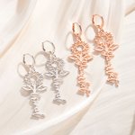 Boucles d'Oreilles Personnaliées avec Nom Style de Tournesol Bijoux Minimalistes Cadeau Anniversaire pour Femmes Filles