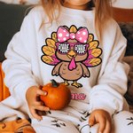 Tacchino personalizzato che indossa gli occhiali da sole Baby Bodysuit Bambino T-shirt Felpa con nome Regalo del Ringraziamento per bambini Ragazze Ba