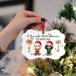 Personaje de dibujos animados personalizado Nacimiento Flor de Navidad Adorno de cerámica con nombre y cinta de Navidad Decoración del hogar Regalo para amigos