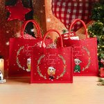 Personalisierte Cartoon-Charakter Kranz Sonderlieferung rote Jutetasche Tote Bag mit Namen Weihnachten Party Favor Geschenk für Familie Freunde