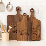 Personalized Engraved Kitchen Wood Charcuterie Cutting Board with Handle and Name Wedding Housewarming Gift for Family