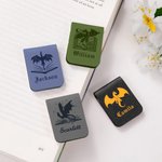 Personalized Book Dragon Floral Moon Castle Magnetic Leather Bookmark Clip with Name Reading Stationery Supplies Birthday Gift for Book Lovers
