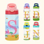 Bottiglia d'acqua isolata da 12 oz con iniziali e nome Regalo di compleanno per la scuola per ragazzi e ragazze