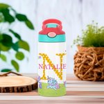 Bottiglia d'acqua isolata da 12 oz con iniziali e nome Regalo di compleanno per la scuola per ragazzi e ragazze