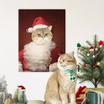 Personalized Funny Christmas Pet with Santa Hat Portrait Canvas Frameless Painting Holiday Gift for Dog Cat Lovers 2